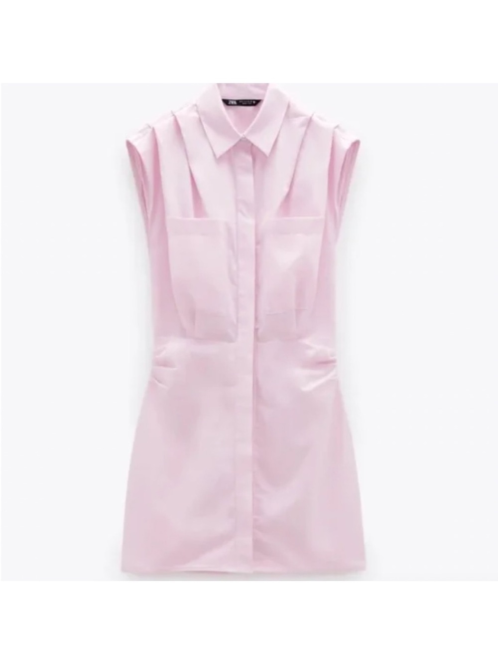 Sleeveless Pink Shirt Dress - Casual Feminine Shift